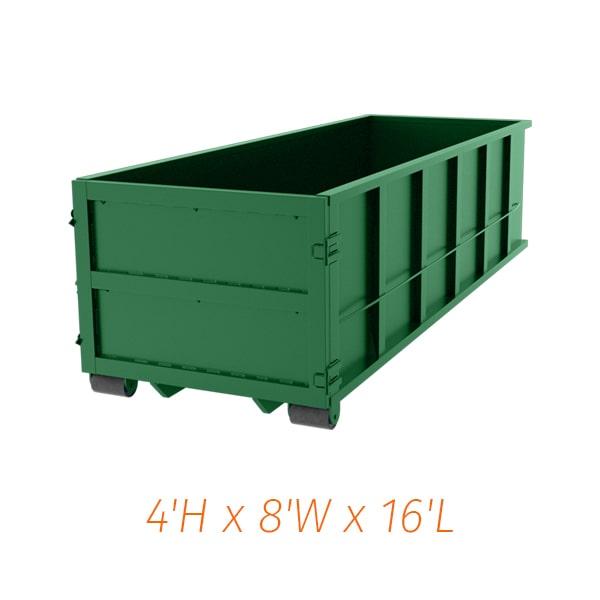 fifteen yard dumpsters are ideal for medium-sized projects, such as kitchen or bathroom renovations, small basement cleanouts or landscaping projects